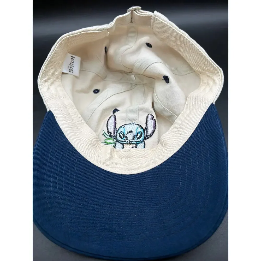 Disney Stitch Pineapple Embroidered Two Tone Adjustable Dad Hat Adult Cotton Cap